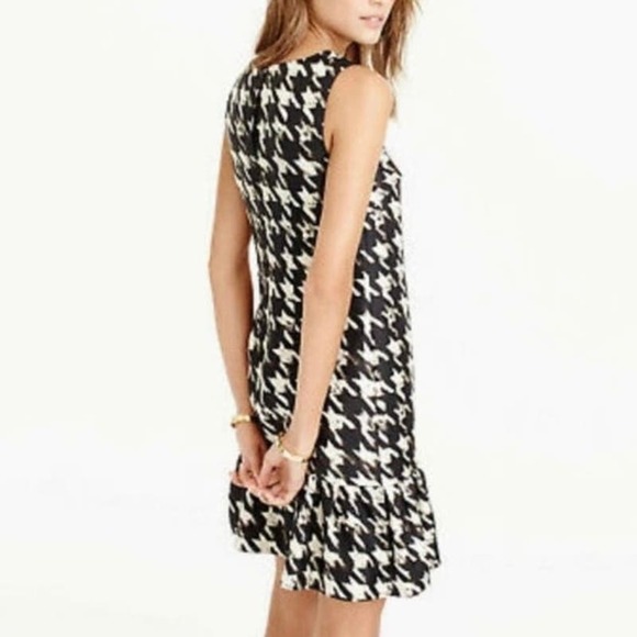 NWT J. Crew Black Label Silk Houndstooth Sleeveless Mini Dress Sz 2 - Picture 2 of 8